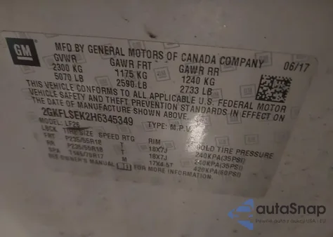 2017 GMC Terrain Sle-1 from USA, damaged, VIN 2GKFLSEK2H6345349